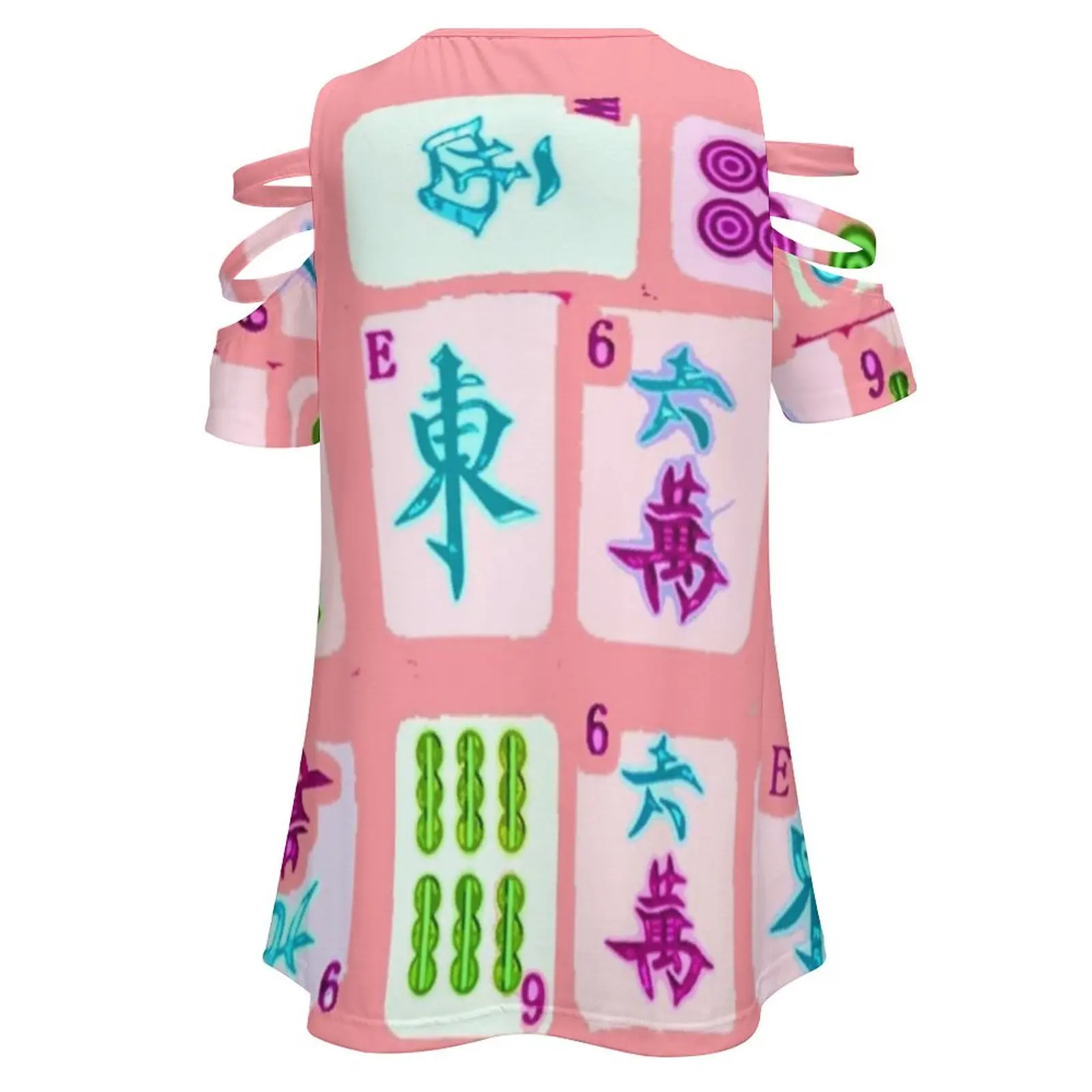 Pretty In Pink Women Zipper Sexy Printed Vintage T Shirts Tops Full Print T-Shirt Mahjong Mahjongg