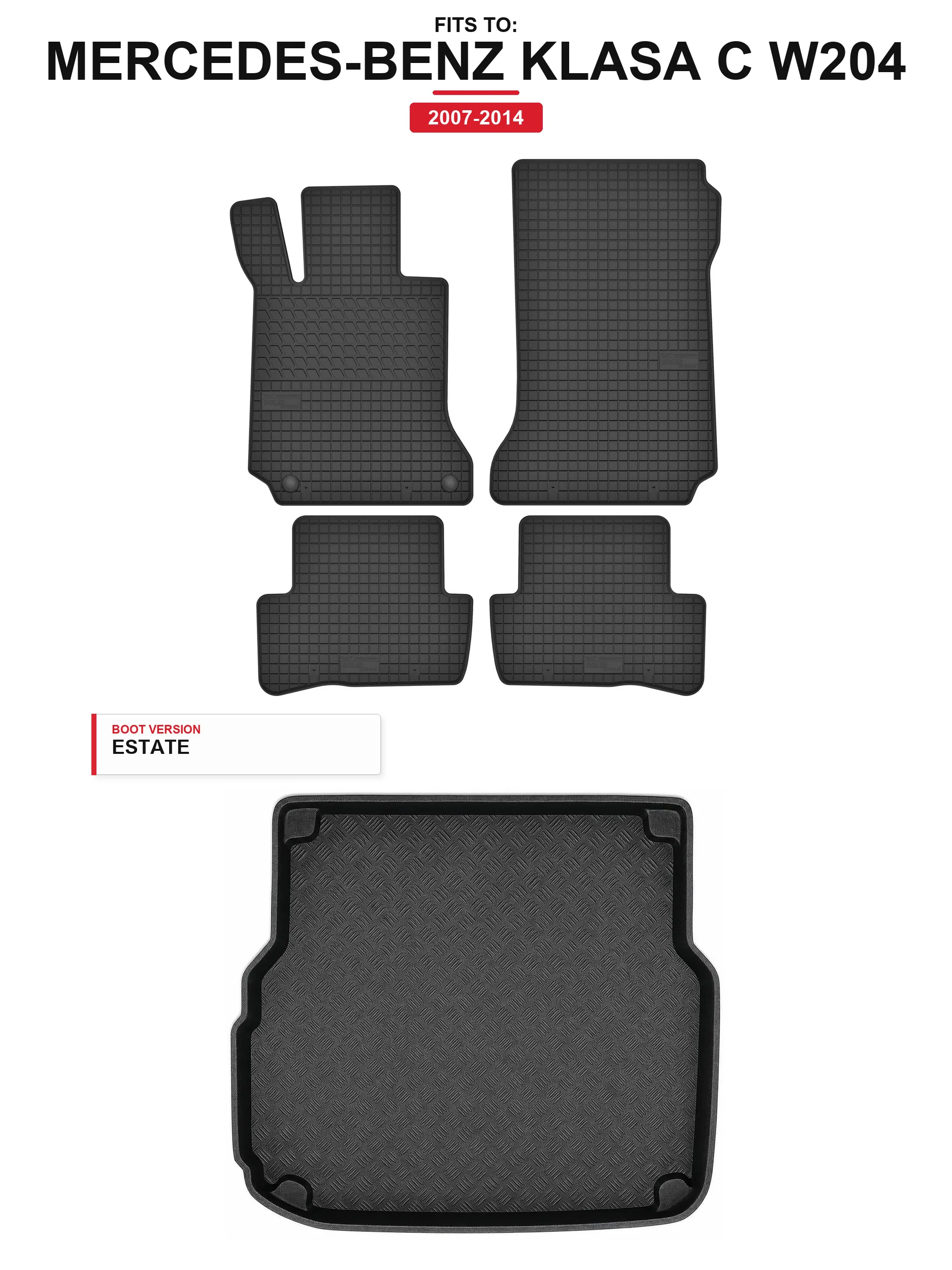 Image of Gummimatten + Kofferraummatte für: Mercedes-Benz C-Klasse W204 2007-2014