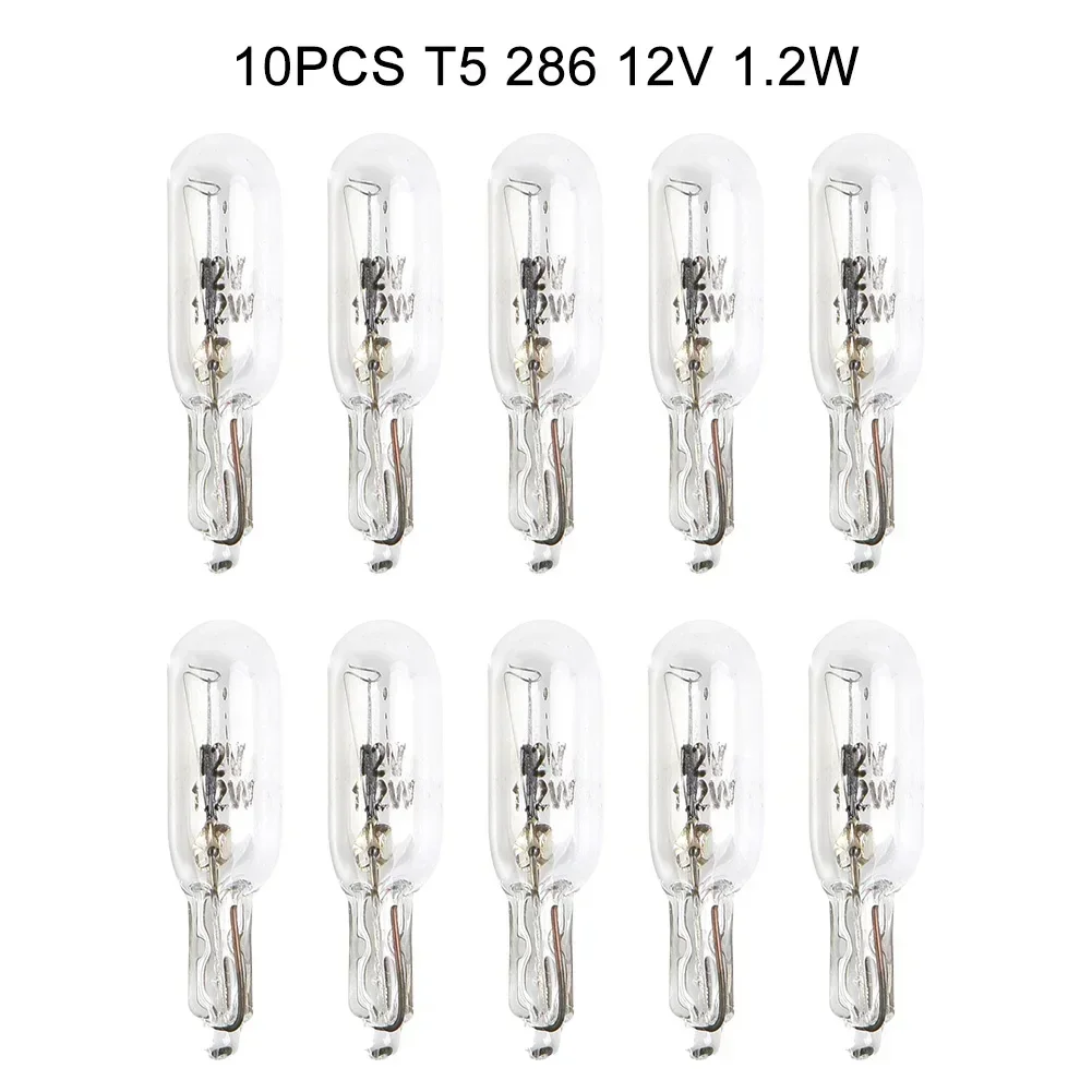 10pcs Car dashboard light bulb Instrument Panel bulb Quartz glass Small Wedge Shape car bulbs T5 286 1.2W 12V Halogen Accessorie