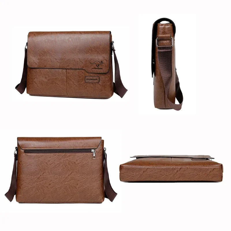 Luxury Leather Business Handbag Men Shoulder Bag Men Messenger Bag Large Side Sling Bag Fashion Man Crossbody