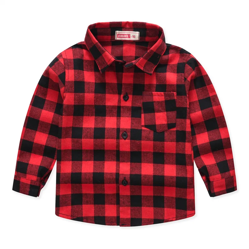 Boys Shirts Classic Casual Plaid Child Shirts Kids School Blouse Red Tops Clothes Kids Children Plaid 2-8 Years Kids Boy Wear