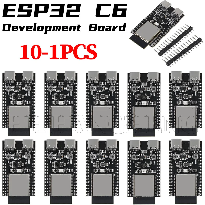 10-1PCS ESP32-C6 ESP32 WiFi + Bluetooth Internet delle cose Scheda di sviluppo ESP Scheda centrale ESP32-C6-DevKit C N16R2 per Arduino