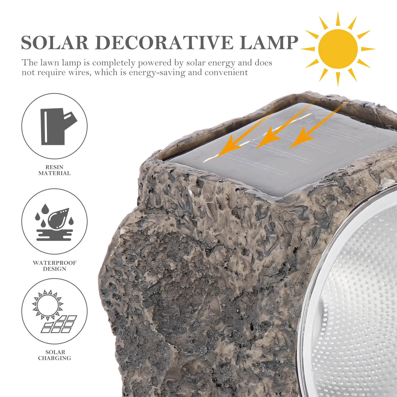 

1pc Solar Stone Light Outdoor Yard Lawn Lamp Imitated Stone Design Garden Courtyard Lighting Automatic Sensor Energy Saving