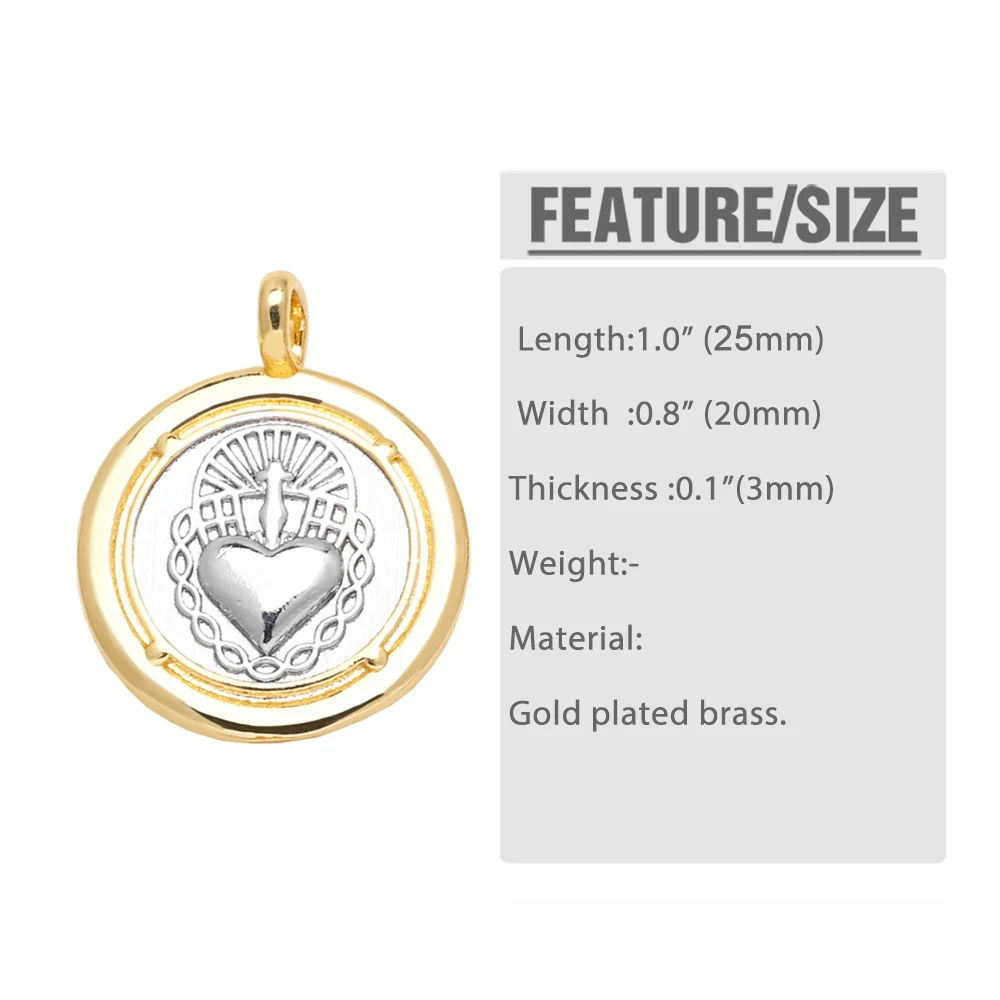 OCESRIO Trendy Brass Virgin Mary Medal Pendant for Necklaces Copper Gold Plated San Benito Jewelry Making Component pdtb813