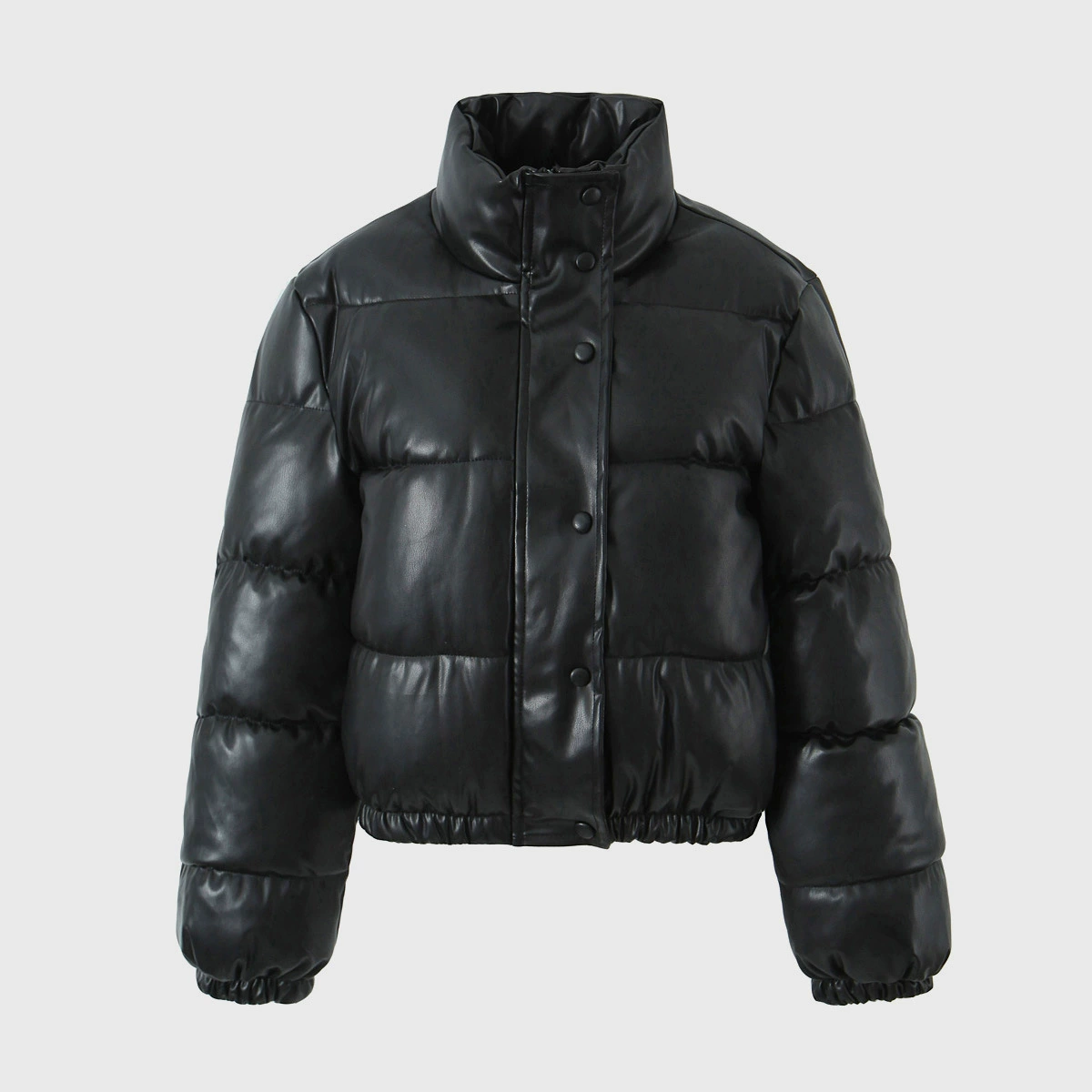Korean Stand Collar Cropped Jacket Winter Coat Women's Clothing Trend Puffer Jackets Warm Streetwear Knit Patchwork Long Sleeve