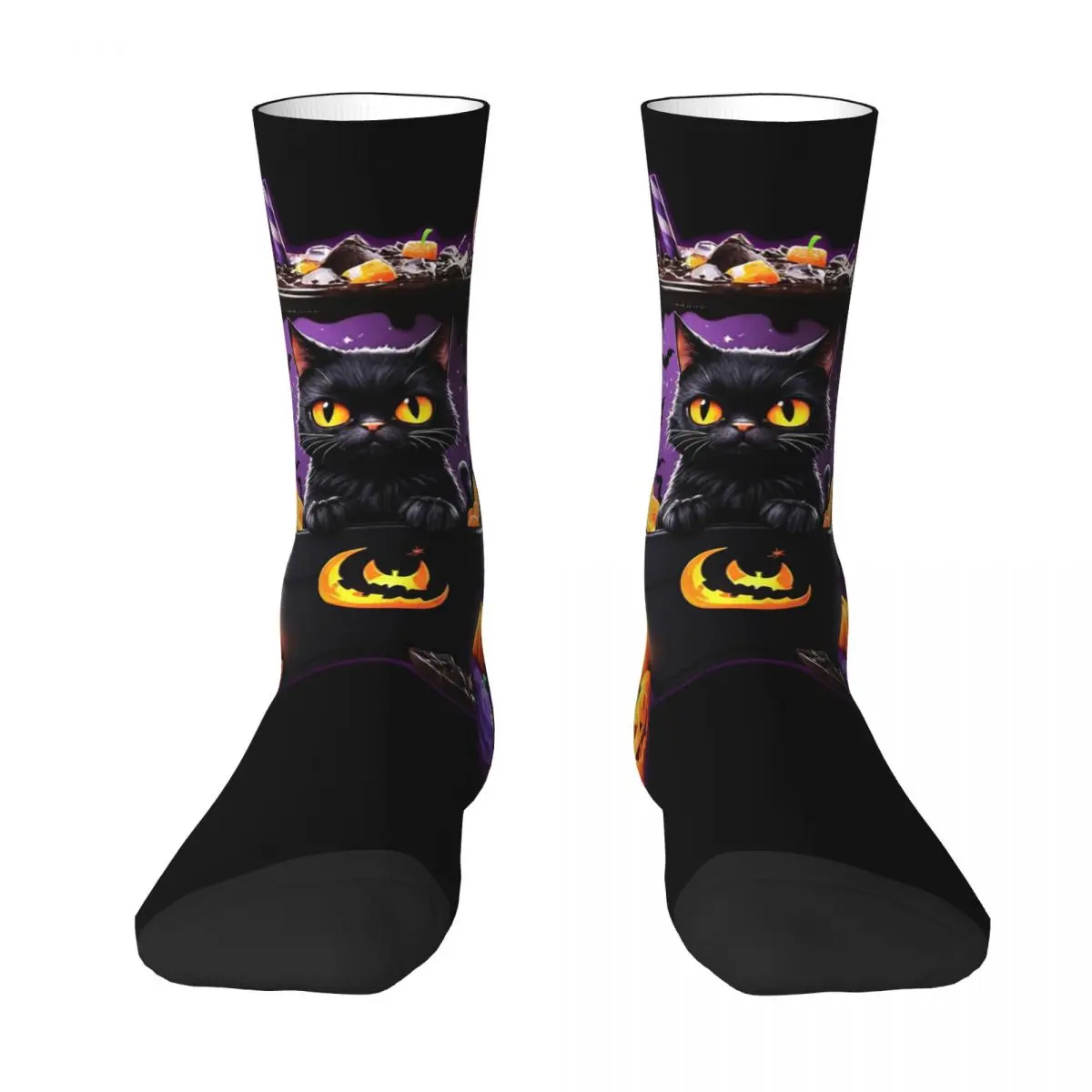 Iced Coffee Of The Midnight Cat Socks Harajuku Sweat Absorbing Stockings All Season Long Socks  for Unisex Birthday Present