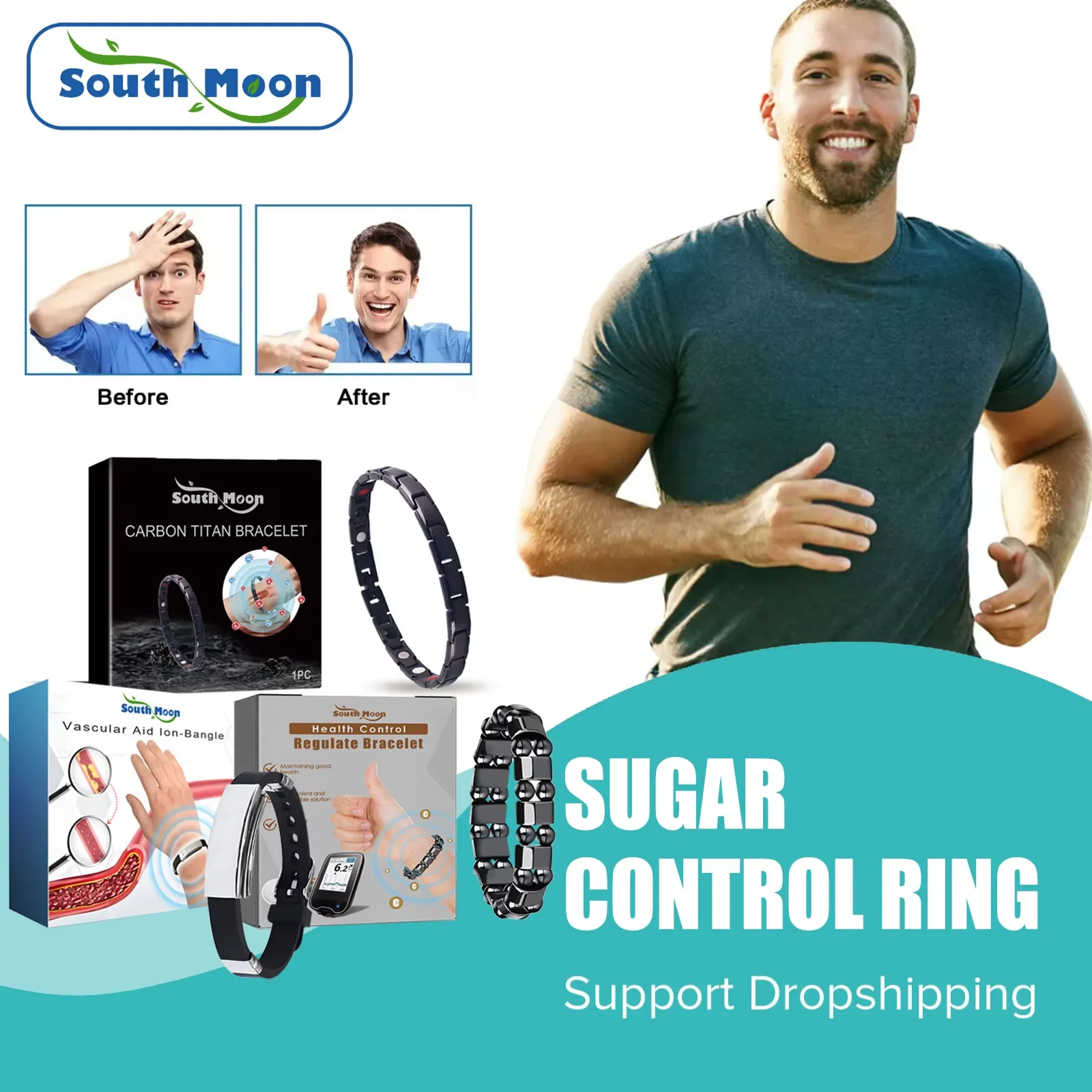 

​Blood Glucose Regulator Ring Diabetes Treatment Control Hypertension Promote Blood Circulation Magnetic Blood Sugar Balance Ri