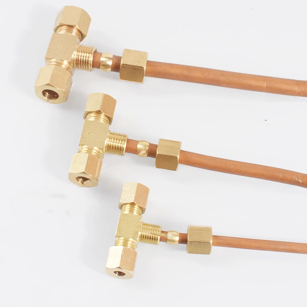 Fit 6 8 10 12 14 15 16 18 19 20 22 25 28mm Rohr kompression anschluss Messing rohr verschraubung T-Stück 3-Wege-Anschluss Wasser Gas Öl – Detail 5