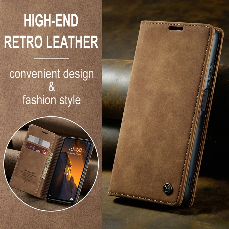 Funda de cuero Retro de lujo para Redmi Note 12 Turbo 12S Pro Plus 4G 5G Redmi 11A 12C POCO F5 X5 Pro 5G, funda de billetera con tapa magnética