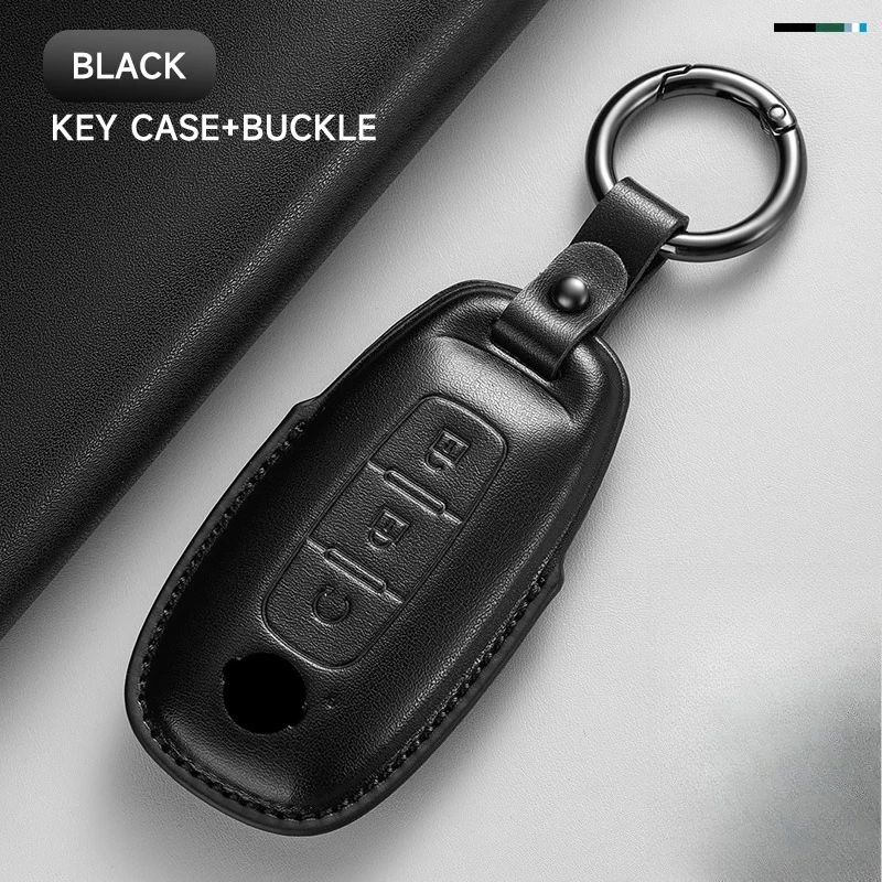 Genuine Leather Car Key Case Cover Key Bag For Nissan Quest MPV Elgrand NV200 Evalia Serena Protect Set Accessories