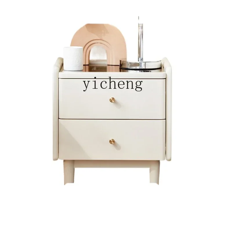 GZ-10 Home Light Luxury Cream Style Solid Wood Bedside Cabinet Internet Celebrity Small Storage Cabinet