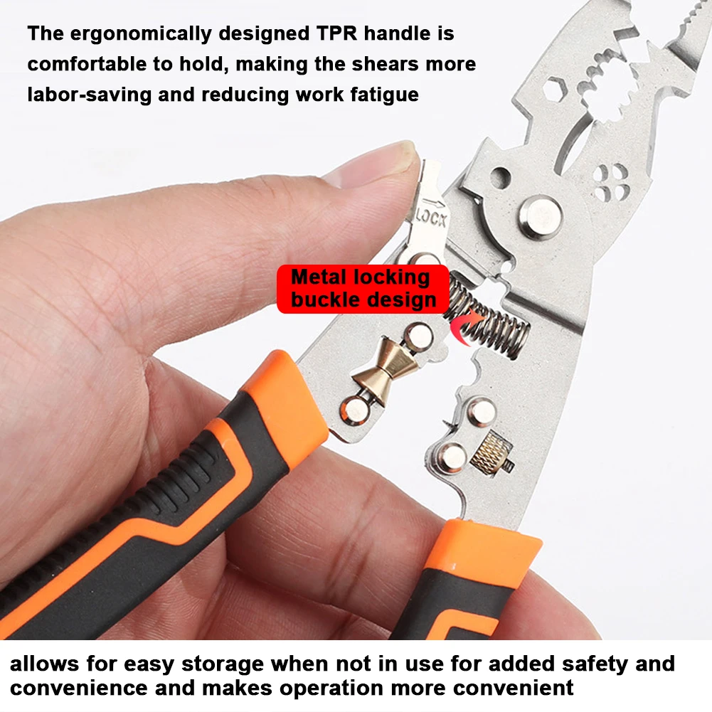 Multifunctional Wire Stripper Professional Wire Stripping Tool Portable Electric Cable Cutter Electrician Crimping Pliers