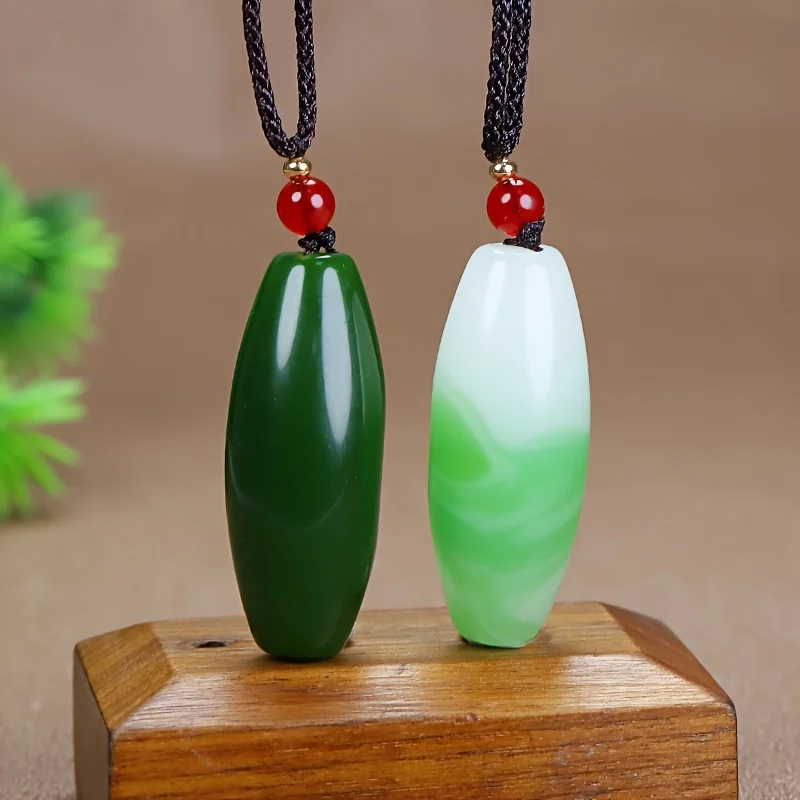 1pc Genuine Jade Pendant Fashion Casual Charm Green Hand-polished Feng Shui Peace Men and Women Jade Necklace Holiday Gift