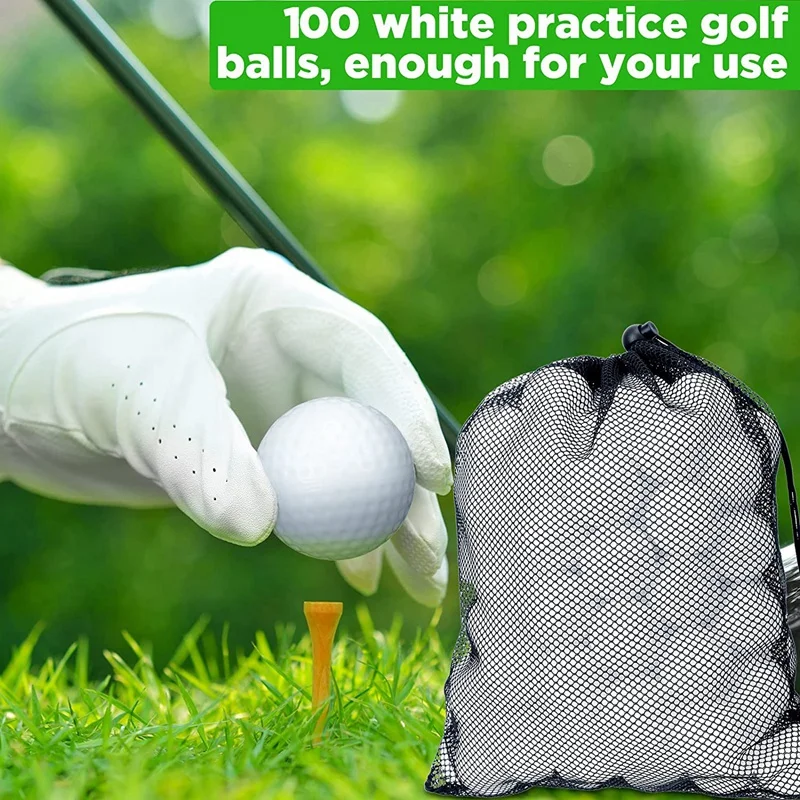 100 Pcs Hollow Golf Ball Training Golf Balls Hollow Golf Plastic Ball With Mesh Drawstring Storage Bags For Training