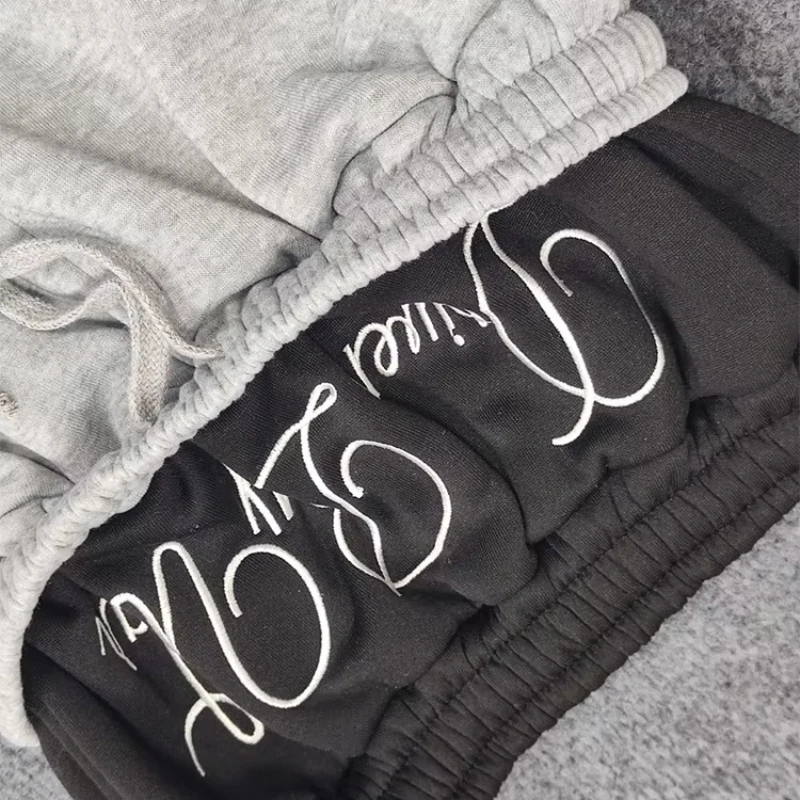 2025 European and American Embroidered Street Couple Double Head Double Waist Pants Personalized Printed Pattern Pants