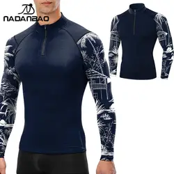 Nadanbao Sommer schwimmen T-Shirt Männer Badeanzug Tauchanzug Reiß verschluss Trikot UV-Schutz Kleidung Trocknen Surfen Beach wear Bade bekleidung