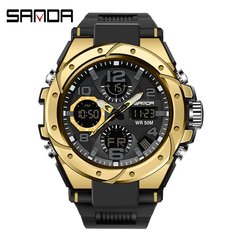 

SANDA Top Brand Electronic Watch for Men Waterproof Sport Digital Wristwatches Military Chronograph Clock Luxury Men's Gift