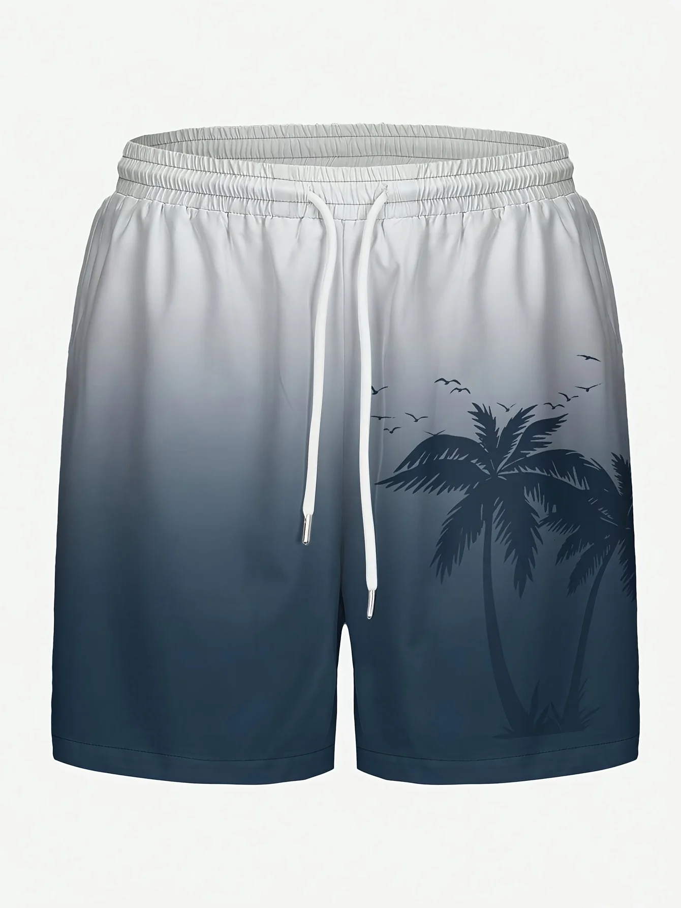 

3D Beach Tree Printed Men's Casual Drawstring Shorts All-Matching Breathable Quick-Drying Sports Summer Beach Fitness Shorts