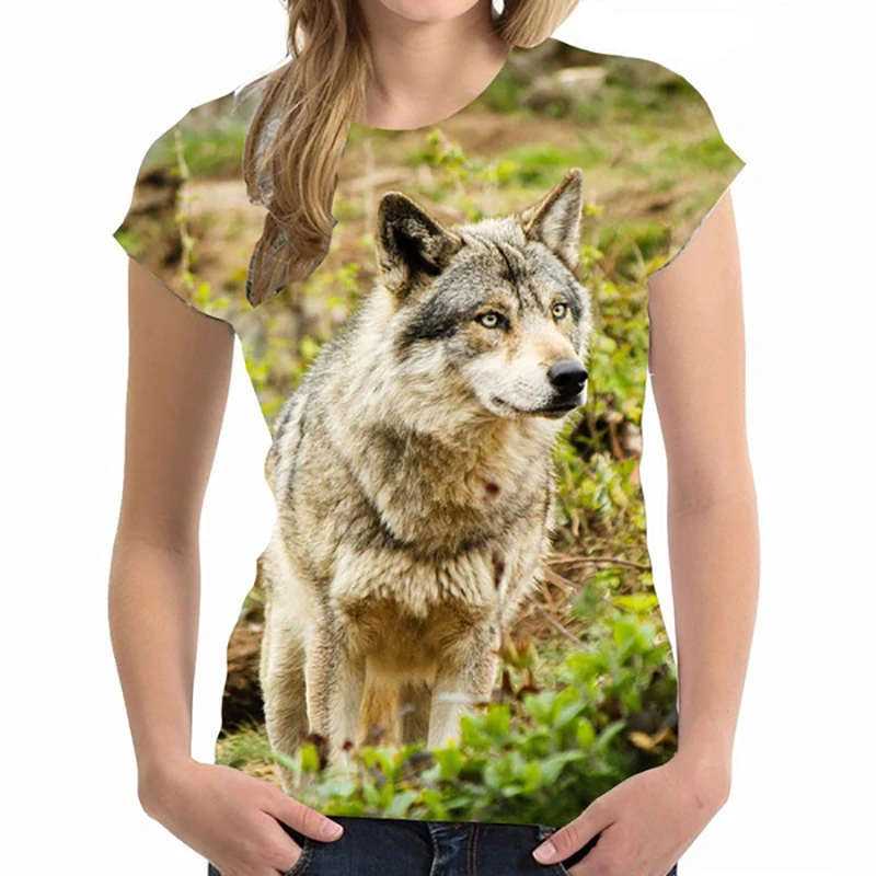 Summer Animal Wolf 3D Print T-shirt Women Man Short Sleeve T Shirts Harajuku Streetwear Tees Oversized Y2k Tops Girls Clothing