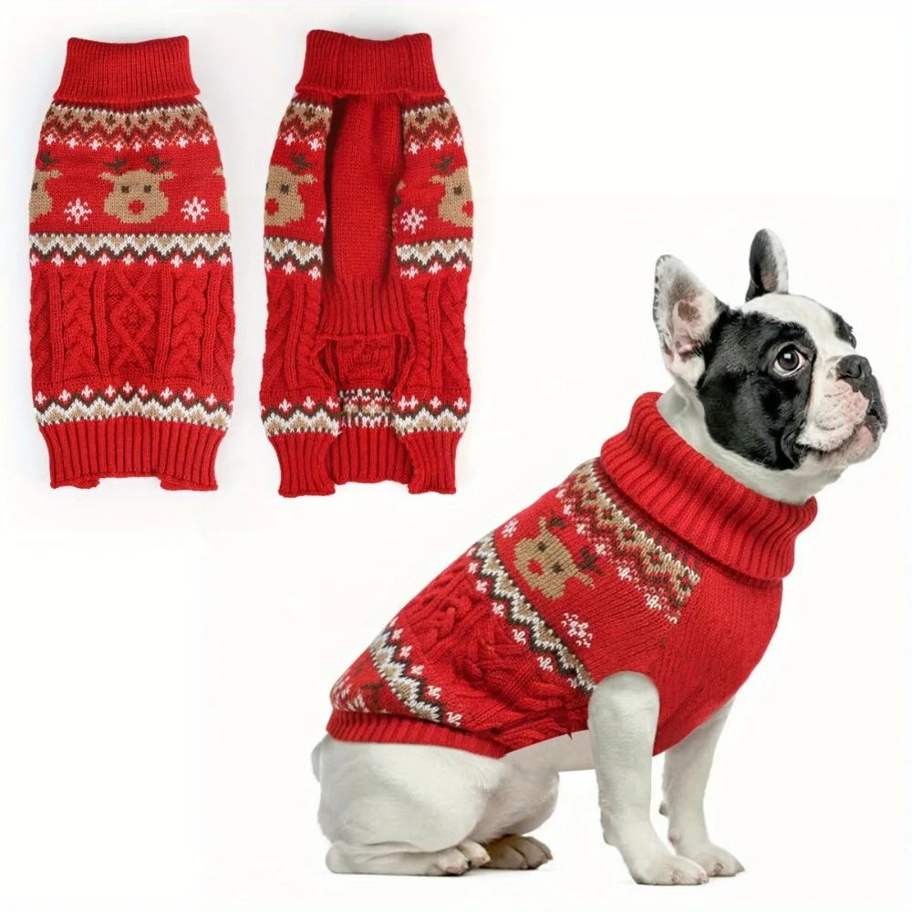 

Pet Autumn/Winter Christmas Elk Christmas Sweater Small Dog Small Dog Cat Winter Warmth Dog Clothes for Small Dogs Puppy