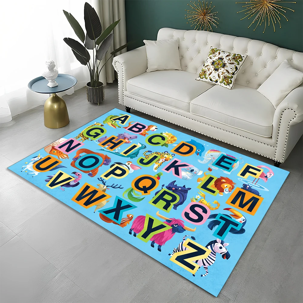 ABC Early Education Cartoon Kids Playroom Alphabet Children Crawling Area Rug,Carpet for Living Room Bedroom Sofa,Non-slip Mat