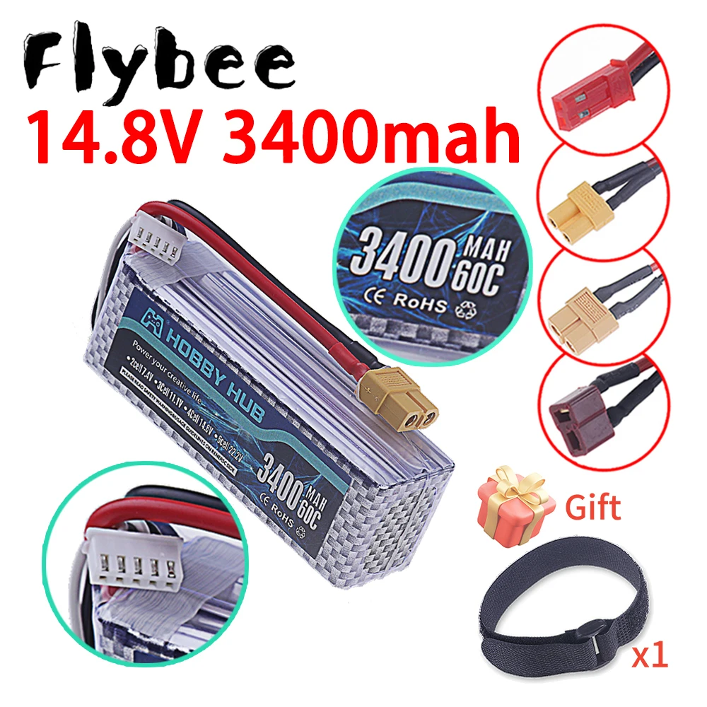 Batterie Lipo 2026 LION POWER 60C MAX 4S 14.8V améliorée 3400mAh 14.8V pour hélicoptères RC, quadricoptères, drones FPV, voitures et jouets