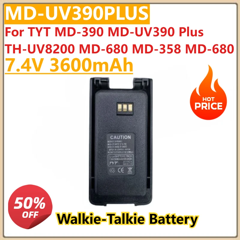 

New 7.4V 3600mAh Thicker Walkie Talkie Battery for TYT MD-390 MD-UV390 Plus TH-UV8200 MD-680 MD-358 MD-680 with TYPE-C Charger