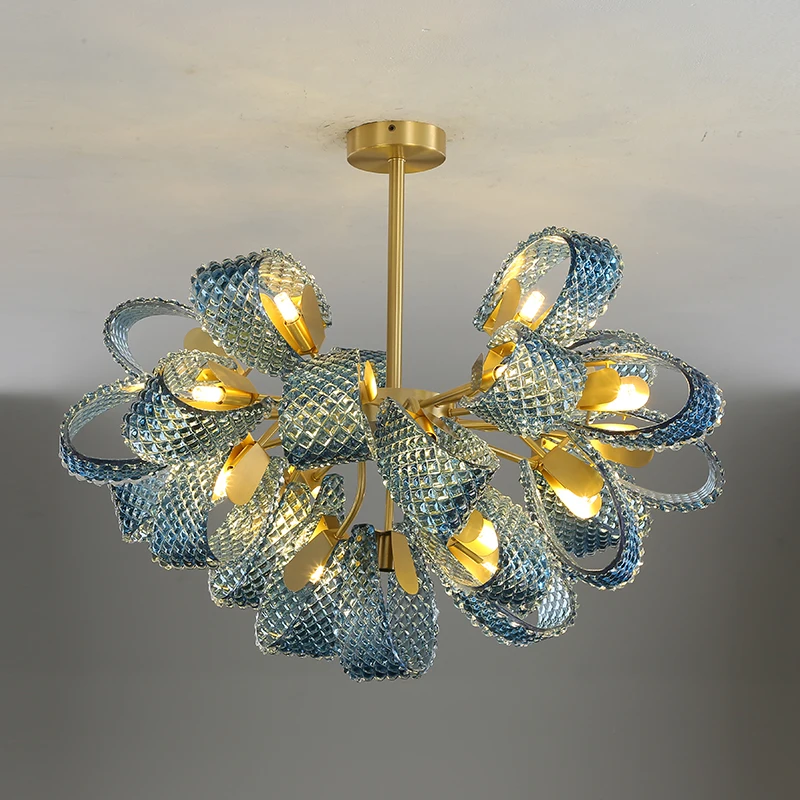 

YUNYI Residential Indoor Decoration Gold Modern Light Luxury Living Dining Room Chandeliers Glass Pendant Lights LED Lamp