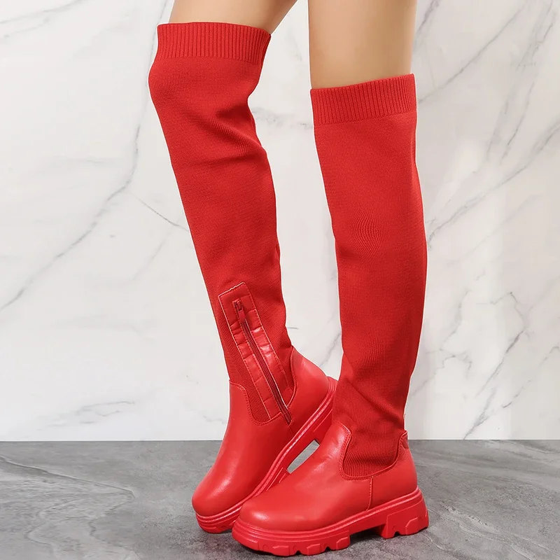 2023 New Women Winter Over The Knee Boots Platform Luxury Thigh Boots Free Shipping Leather Long Boot Comfortable Shoes Boots