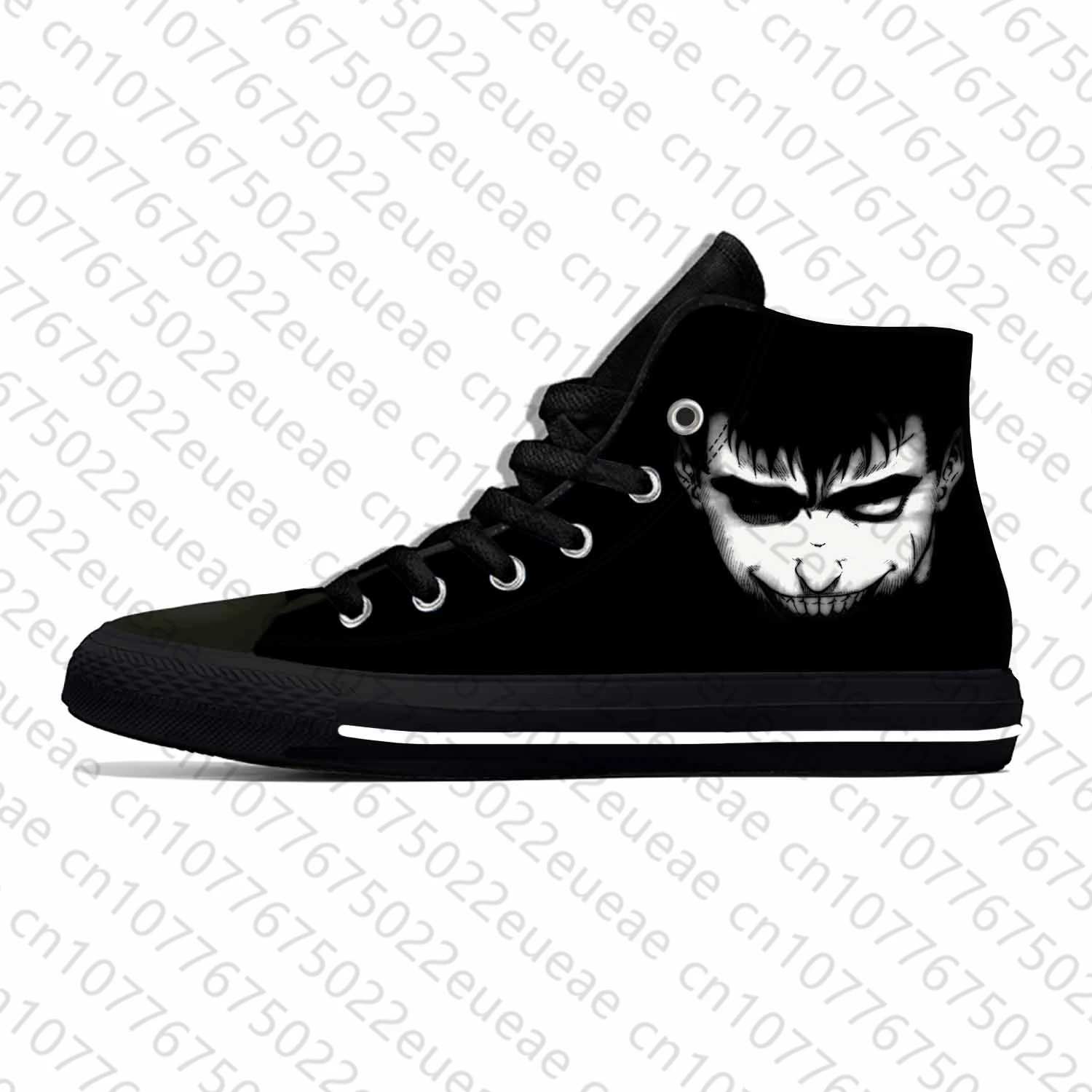 Anime Manga Cartoon Berserk Guts Black Swordsman Casual Cloth Shoes High Top Lightweight Breathable 3D Print Men Women Sneakers