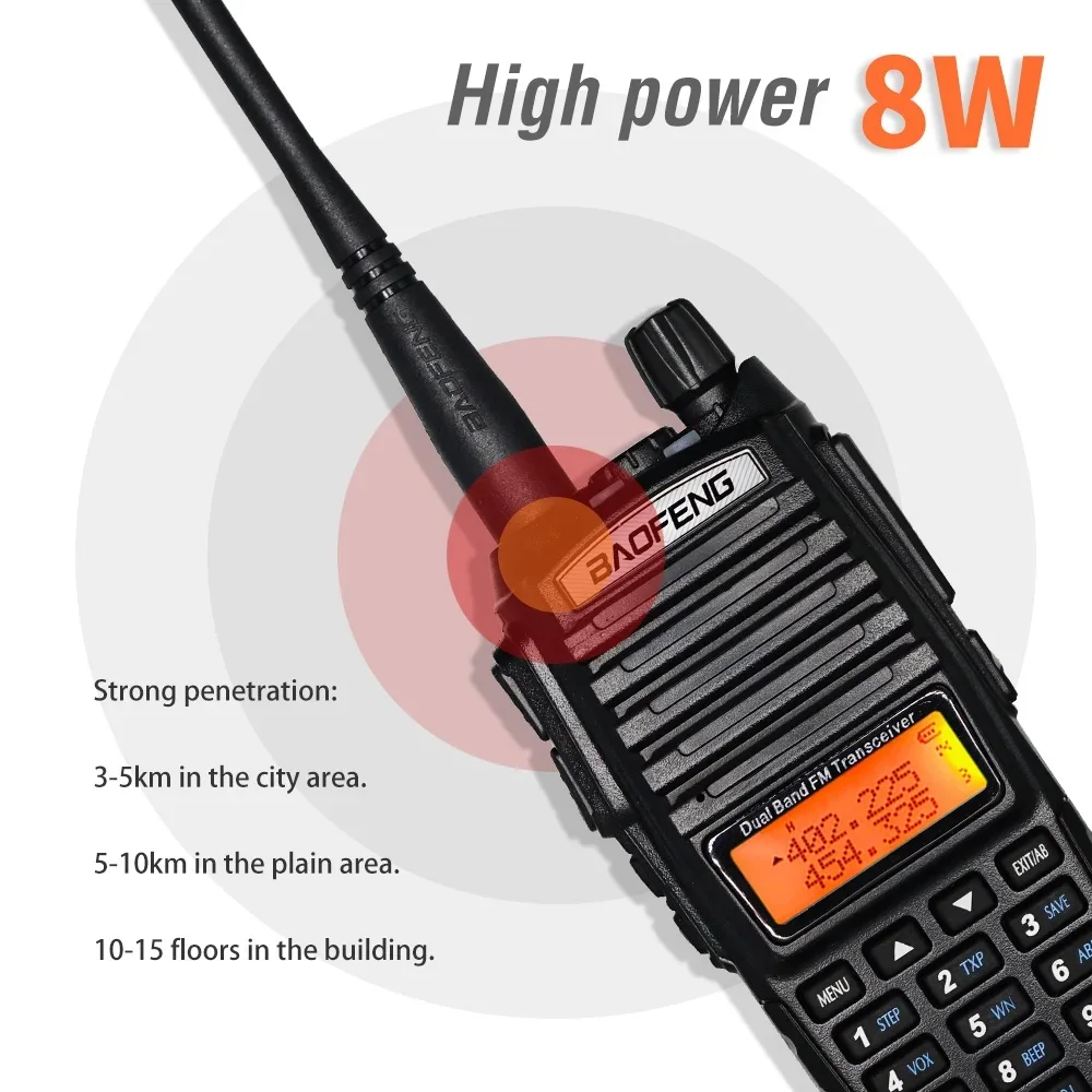 Высокая мощность 5 Вт/8 Вт Baofeng UV-82 Walkie Talkie Uv82 двухдиапазонный Vhf/Uhf FM-трансивер 10 км Lange Afstand Jagen Twe различныеsham