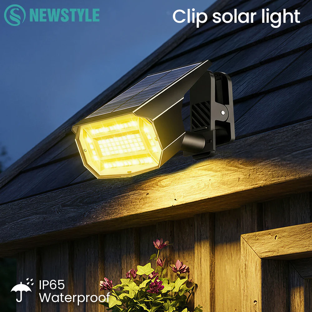 Outdoor Solar Light With Clip Super Bright Waterproof IP65 Solar Clip On Spotlights Portable Railing Fence Light For Deck Door