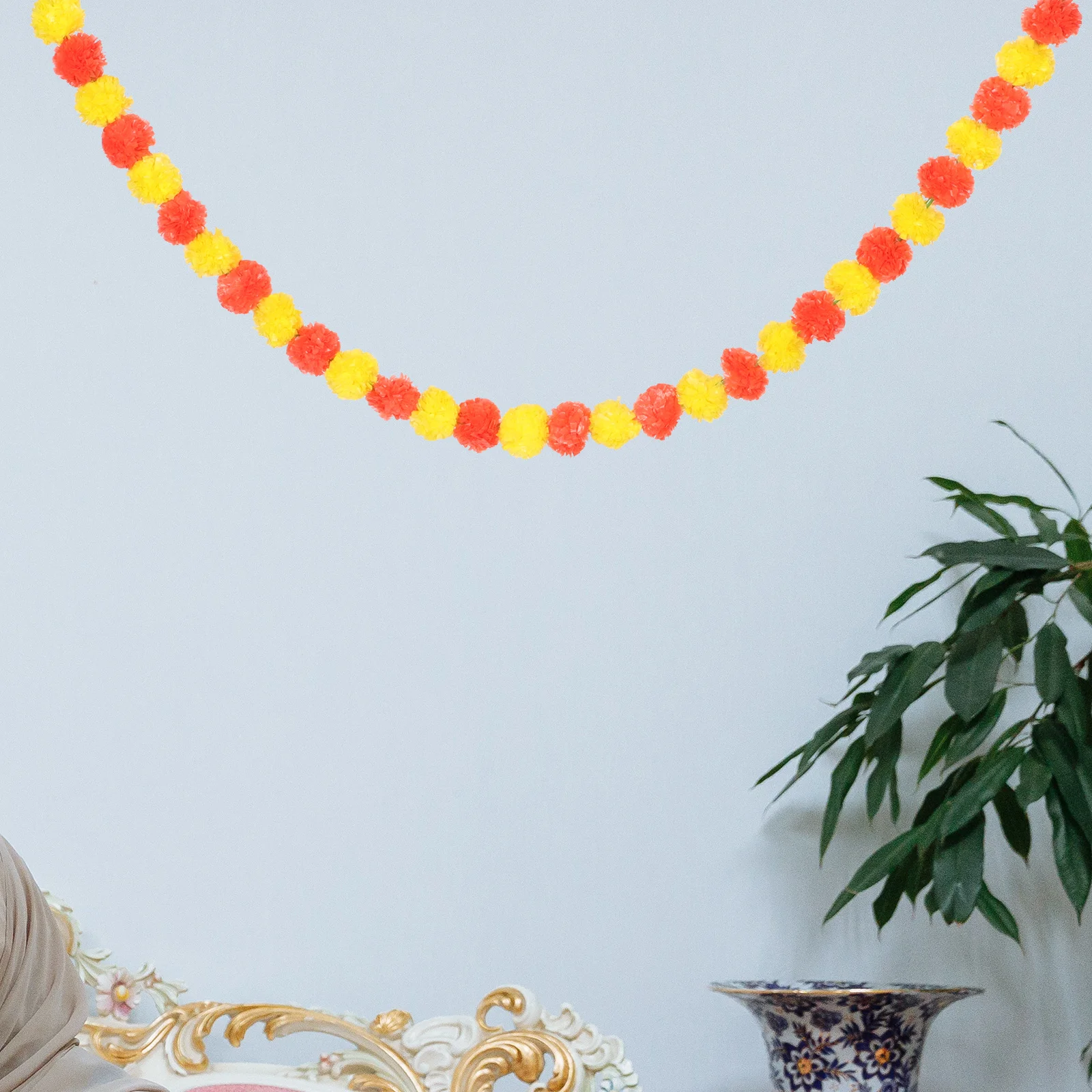 القطيفة جارلاند طويل فو زهرة ديكور ل ديوالي حفل زفاف ديكور المنزل الزهور الاصطناعية الباب معلقة مدخل #5