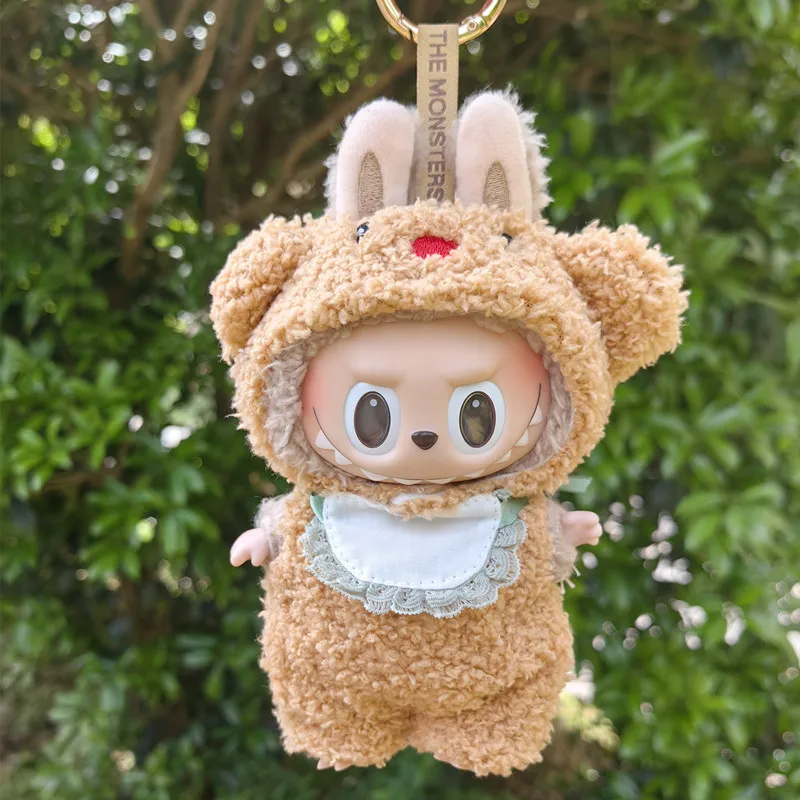 子供のためのかわいいミニぬいぐるみ人形,17cm,衣装アクセサリー,韓国のkpop,labebu idol人形,クマのジャンプスーツ,DIY服,ギフト