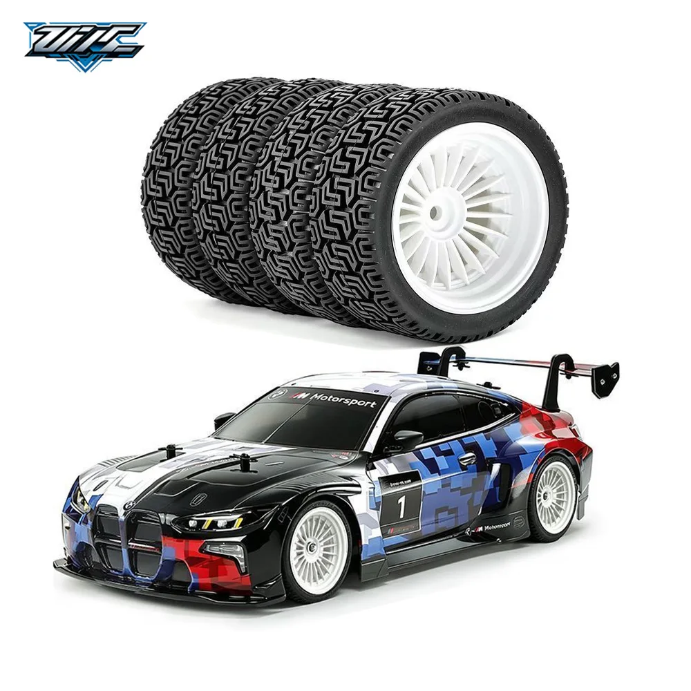 4Pcs 68mm High-Grip Rubber Rally Tires Wheels for 1/10 RC Car Tamiya XV01 XV02 TT01 TT02 TA06 PTG-2 Upgrade Parts