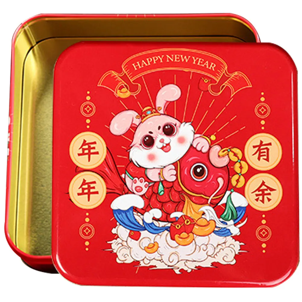 

Candy Storage Box Lovely Rabbit Pattern Iron Packing Container Cookies Biscuit Holder Gift Wrapping Box Chinese New Year Party