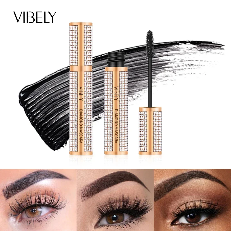 Diamond 4D Mascara Silk Fiber Waterproof Long Eyelash Extension Lengthening Thick Black Mascara Eye Makeup Products Cosmetics