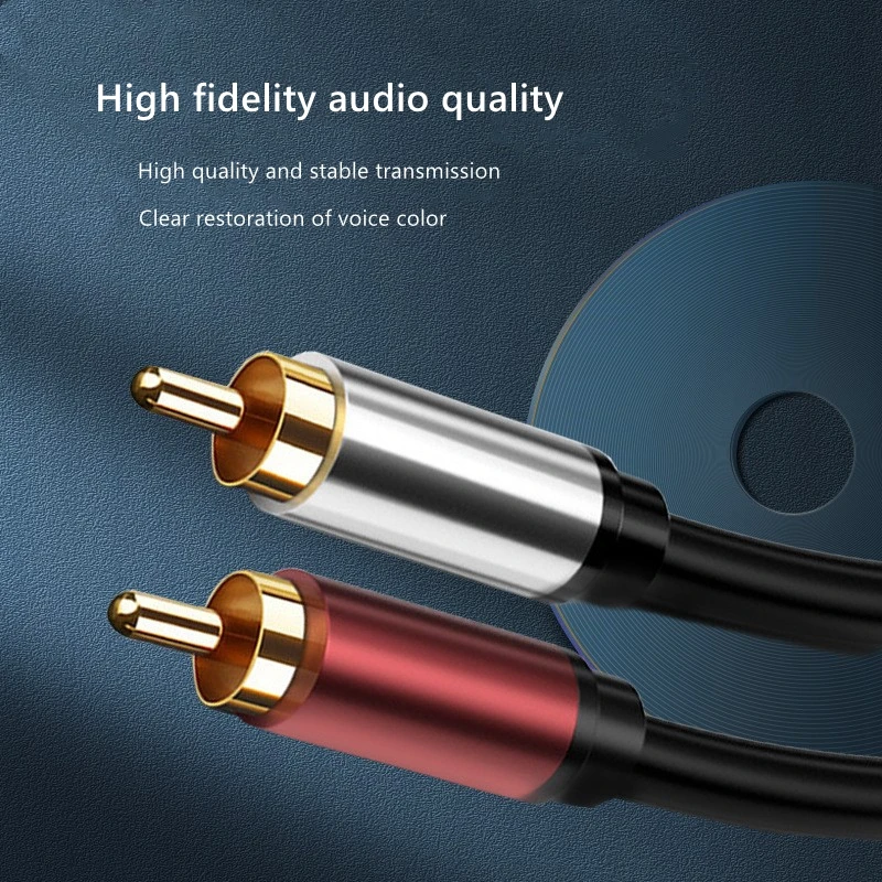 Double lotus head Audio Video Cable 2RCA to 2RCA TV Box Pure Copper Signal Aux Cable HIFI Amplifier Cable TV AV Connection Cable