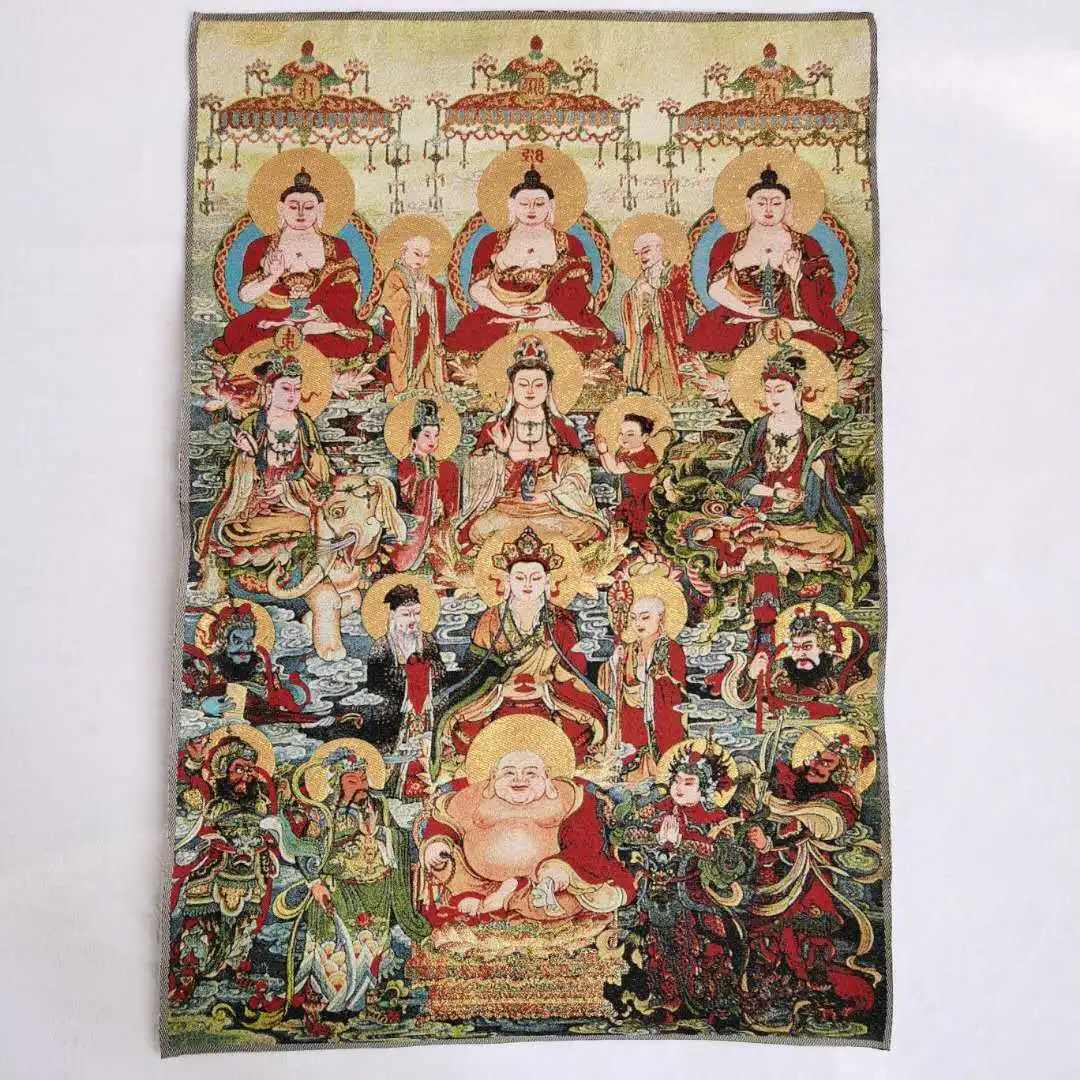 Old Antique Tibetan Buddhism Tibetan Cloth Silk Buddhism 10000 Buddha Picture Tangka