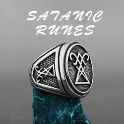 Religion Satan Lucifer Ring Men's Gothic Stainless Steel Wicca Personality Finger Accessories Biker Party Club Ring Jewelry