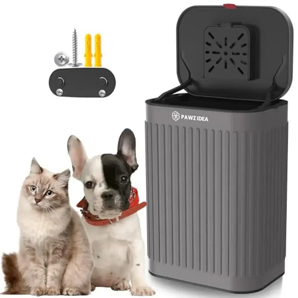 

Outdoor Wall Mount Dog Waste Bin 2.1 Gallon Odor Control Can with Lid No Smell Dog Poop Trash Can Fence Hang Garbage Solution