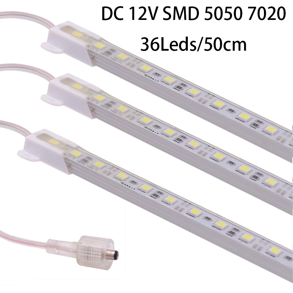 12V Led Light Bar 50CM SMD 5050 7020 36Leds IP67 Waterproof Hard Rigid LED Strip Light for Kitchen Under Cabinet Light 2/5/10Pcs