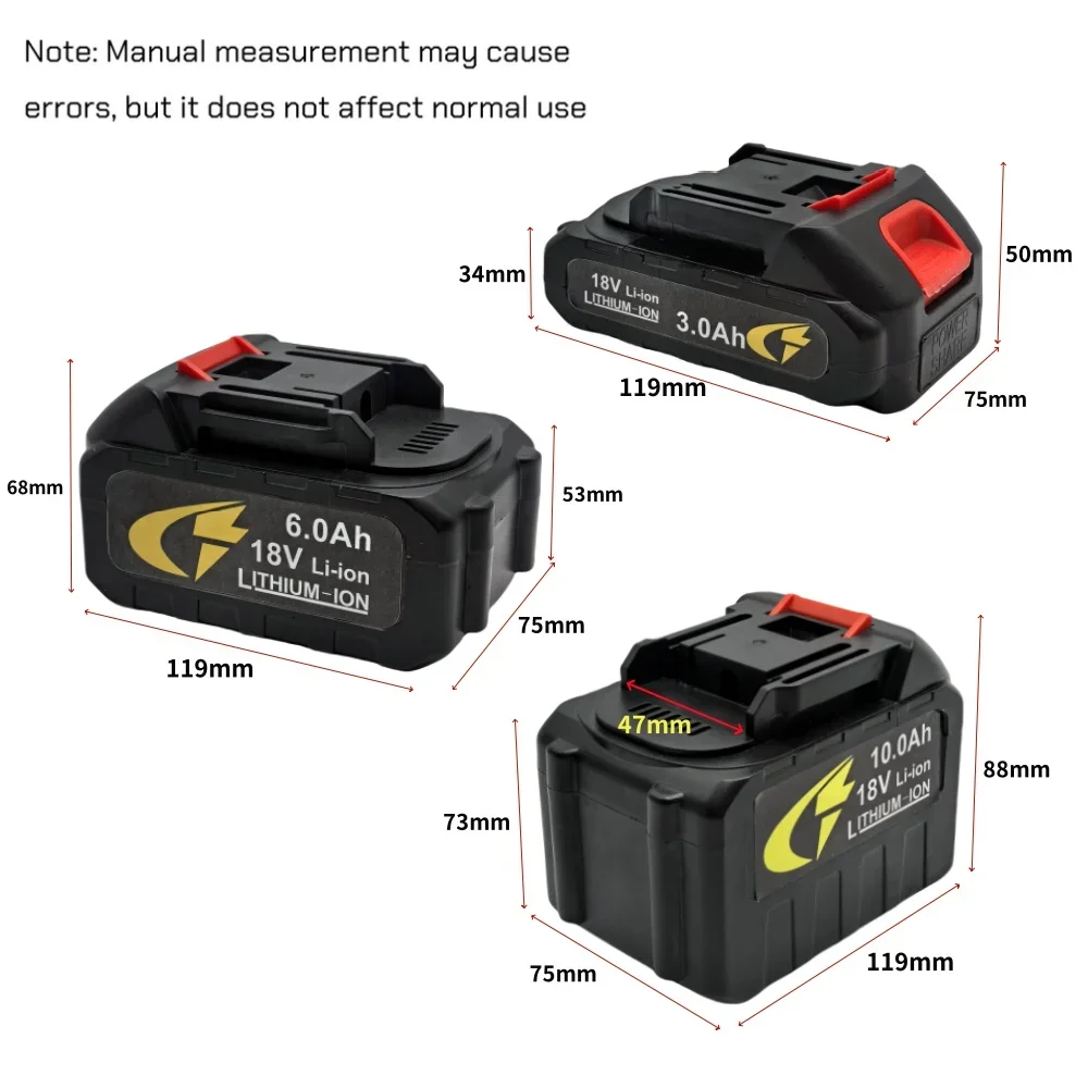 18V 3000mAh/6000mAh/10000mAh vysokotlaká mycí pistole náhradní lithium-iontová baterie do myčky auta - náhled 2