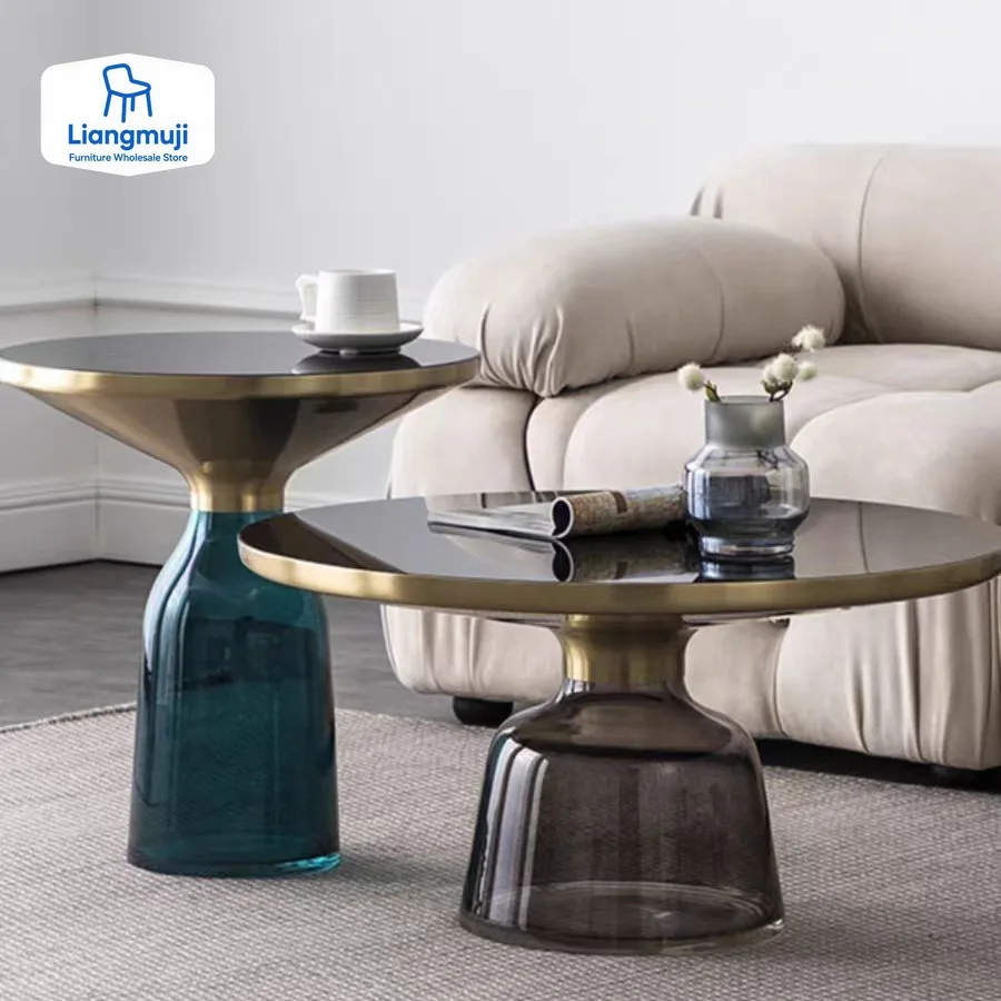 

German Design Living Room Bedside Table, Sofa Side Table, Coffee Table, Indoor Round Glass, Nordic Light Luxury Coffee Table