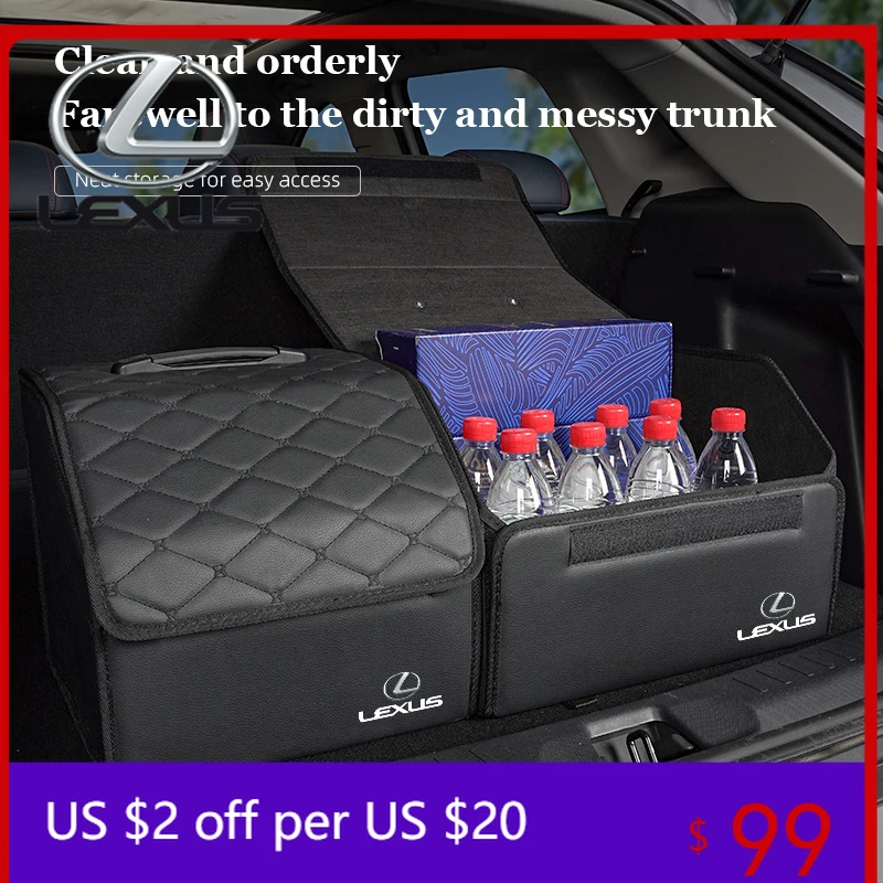 

Interior Mouldings Car Trunk Organizer Box Foldable Storage Tidying Bag Accessories For Lexus F SPORT ES UX 300e GS GX IS LS LX