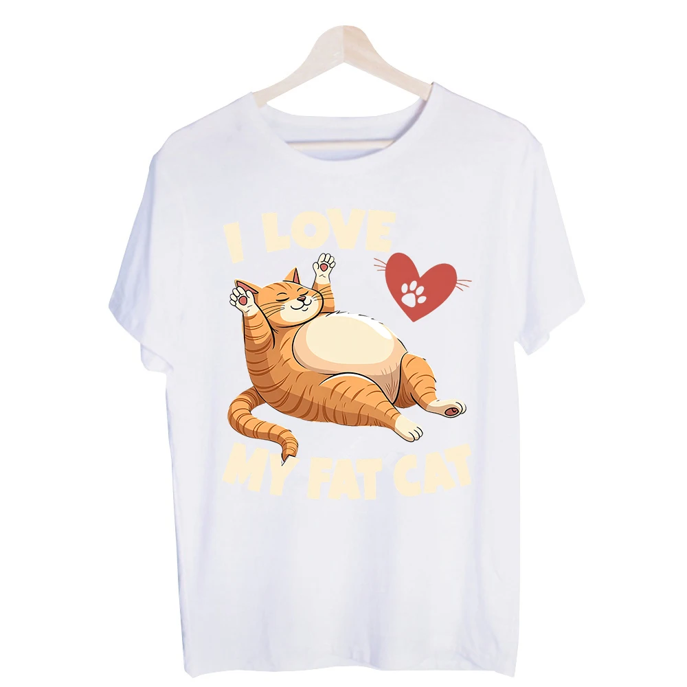 Men's Cat and Heart Graphic Tee, Short Sleeve Crew Neck T-Shirt for Casual Daily Wear and Pet Lover Outfits