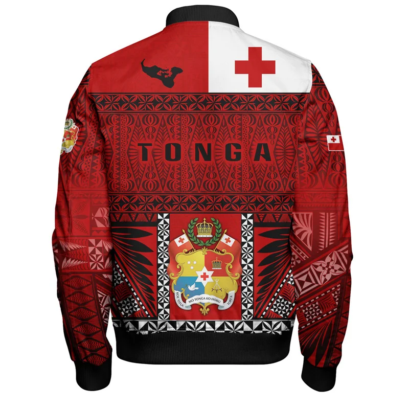 

Harajuku 3D Printed The Kingdom Of Tonga Ethnic Flag Jacket Tonga National Emblem Graphic Jackets Cool Fashion Mens Clothing Top