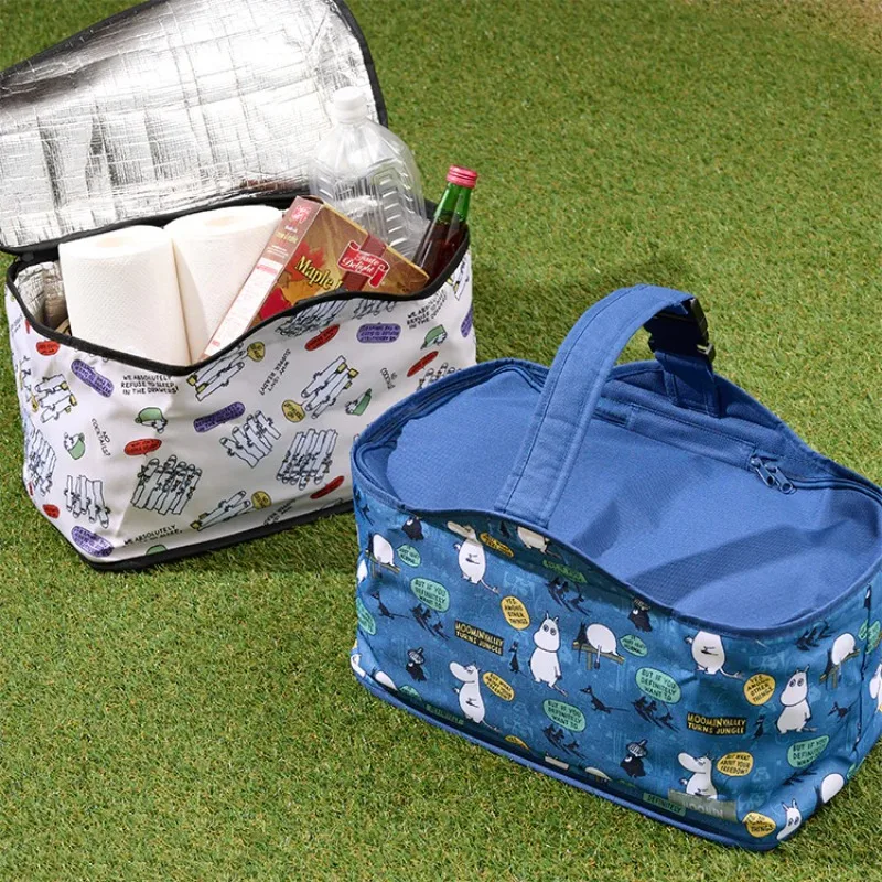 

Kawaii Anime Moomins Series Large Capacity Insulation Picnic Bag Cartoon Printing Creativity Outdoor Portable Lunch Box Bag