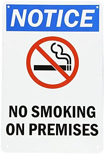 Notice: No Smoking On Premises Wall Poster Tin Sign Vintage BBQ Restaurant Dinner Room Cafe Shop Decor