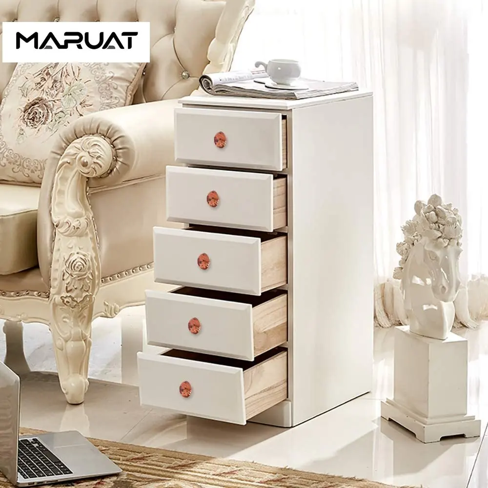 Kenop Laci Kenop Kristal dan Pegangan Kenop Kabinet Handel Tarik Bentuk Berlian Rose Gold untuk Lemari Pakaian Dapur Kamar Mandi